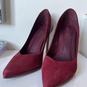 Aldo Deep Red Suede Heels